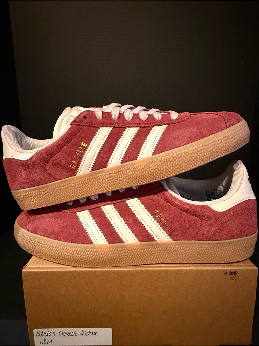Adidas Gazelle Indoor Suede Sneakers - Red/White 11.5M